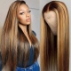 Highlights Piano Color 4/27 Lace Frontal Wigs 180% Density Body Wave Straight Hair Virgin Human Hair