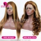 Highlights Piano Color 4/27 Lace Frontal Wigs 180% Density Body Wave Straight Hair Virgin Human Hair