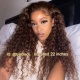 Stock Clearance Color 4# 13*4 Lace Frontal Wigs Deep Curly 130% Density Top Quality Virgin Human Hair With Elastic Band 