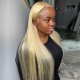 #613 Blonde 13x4 Lace Frontal Wigs 130% density Virgin Human Hair Straight With Nautal Hairline
