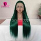 Dark Green Lace Front Wig 180% Density Straight Hair Virgin Human Lace Wig