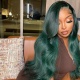 Dark Green Lace Front Wig 180% Density Straight Hair Virgin Human Lace Wig