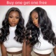 【BOGO Buy one get one free】 Color 1B# 13*4 Lace Frontal Wigs Body Wave 130% Density Top Quality Virgin Human Hair With Elastic Band 