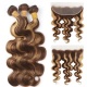 Highlight Color P4/27 Best Match 13x4 Lace Frontals With 3 or 4 Bundles 14A Royal Grade Virgin Hair Extensions