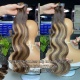 P4/27 Highlighted Color Seamless Clip in Hair Extensions 1Pack 6Pcs 120g Remy Human Hair Extend Length Volume