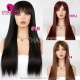 Double Drawn Bone Straight Curtain Bangs 1.5x3 Lace Closure Wigs 250% Density Lace Wig 100% Unprocessed Virgin Human Hair Wig
