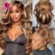 Highlighted Color P4/27# Invisi-Strap Drawstring 360 HD Lace Frontal Wig 200% Density Bleached Knots Virgin Human Hair Wig
