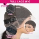 Double Drawn Hair Transparent Lace Full Lace Wigs 180% Density 1B# Top Quality Virgin Human Hair Natural Color
