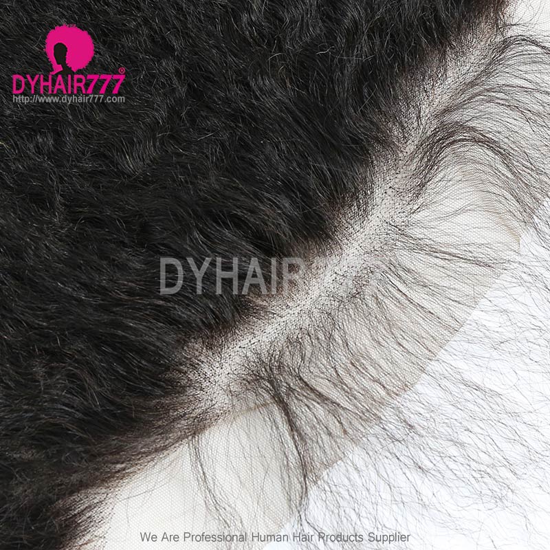 Ear to Ear 13*4 Lace Frontal Closure Human Virgin Hair Kinky Straight Natural Color