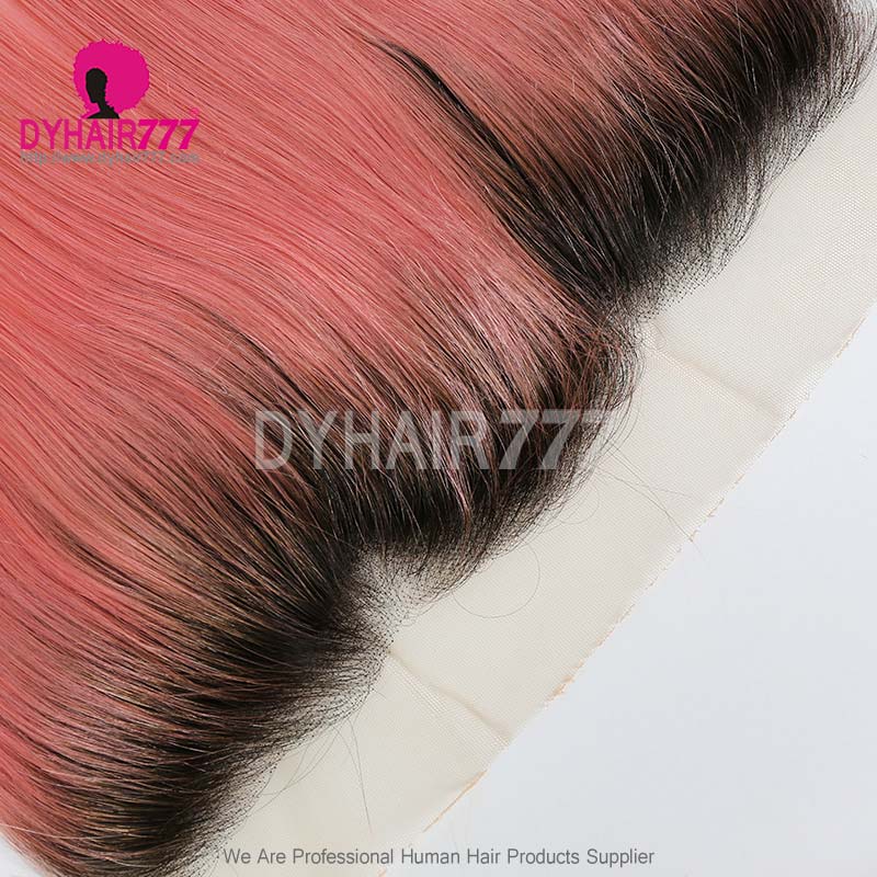 1B/Pink Frontal 13*4 Lace Frontal Closure Straight Hair Virgin Human Hair 