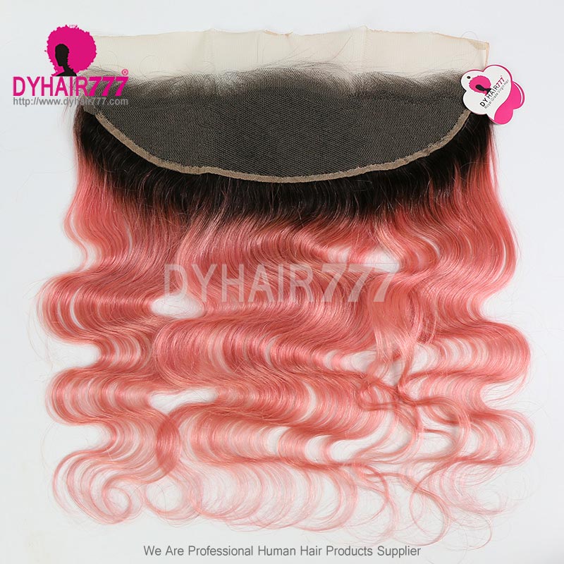 1B/Pink Frontal 13*4 Lace Frontal Closure Body Wave Virgin Human Hair 