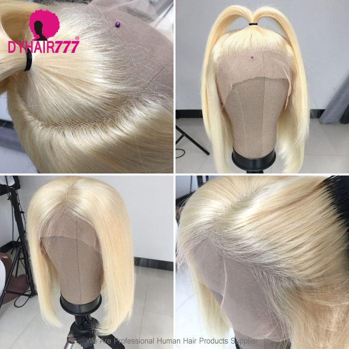 #613 BlondeBluntCut Bob Wigs 150% Density Wig Short Bob Wig Straight Hair 100% Human Hair Lace Front Wig