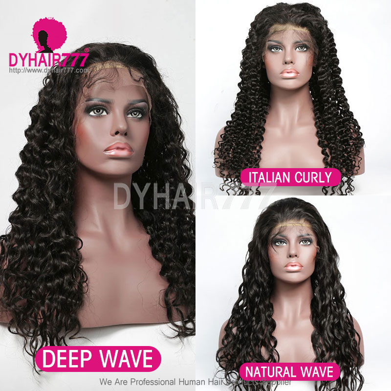 180% Density HD Full Lace Wigs 1B# Top Quality Virgin Human Hair Natural Color 