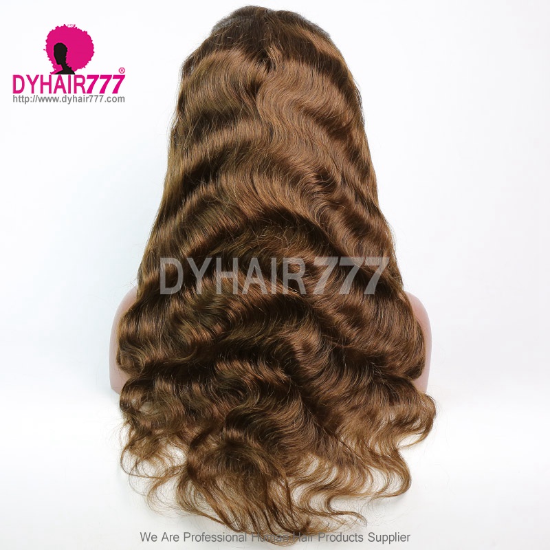 Stock Clearance Color 4# 13*4 Lace Frontal Wigs Body Wave 130% Density Top Quality Virgin Human Hair With Elastic Band 