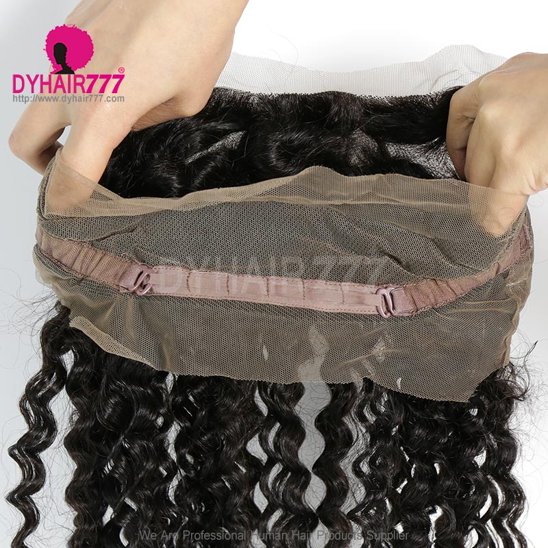 360 Lace Band Frontal Bleached Knots Virgin Human Hair Italian Curly With Baby Hair
