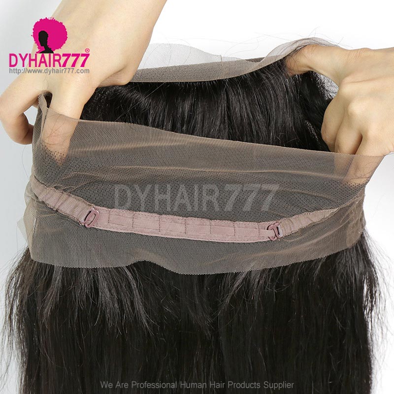 360 Lace Band Frontal Bleached Knots Virgin Human Hair Straight With Baby Hair