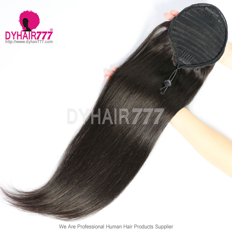 Drawstring Ponytail Clip In Hair Extensions 100% Unprocessed Remy Virgin Hair Weave