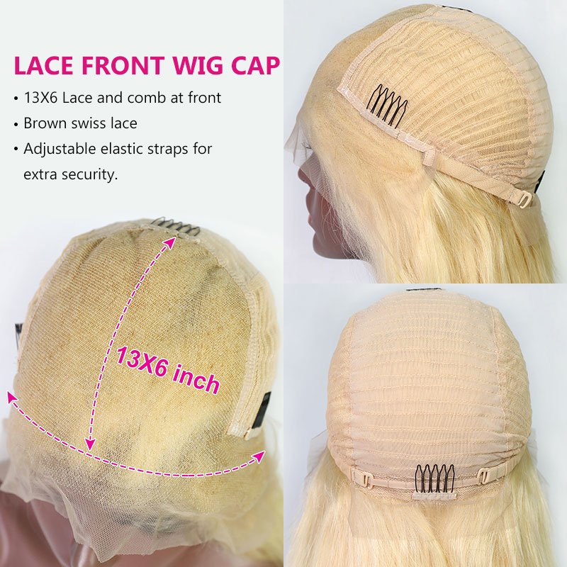 #613 Blonde 13x4 Lace Frontal Wigs 130% density Virgin Human Hair Straight With Nautal Hairline
