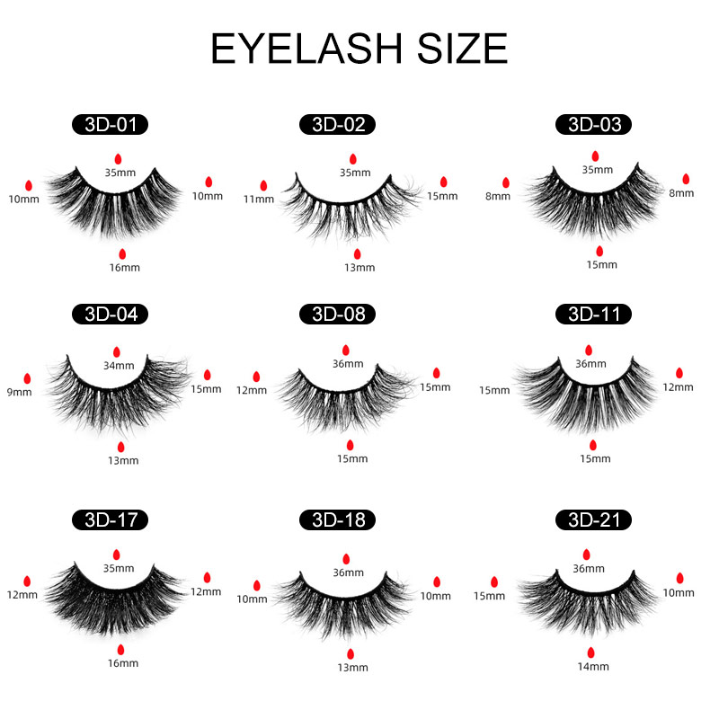 1 Pair 3D Mink Hair Black Makeup Eyelashes ( 25 models can be selected )