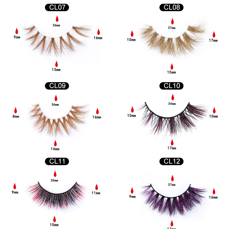 1 Pair Colorful Mink Eyelashes （12 models can be selected）
