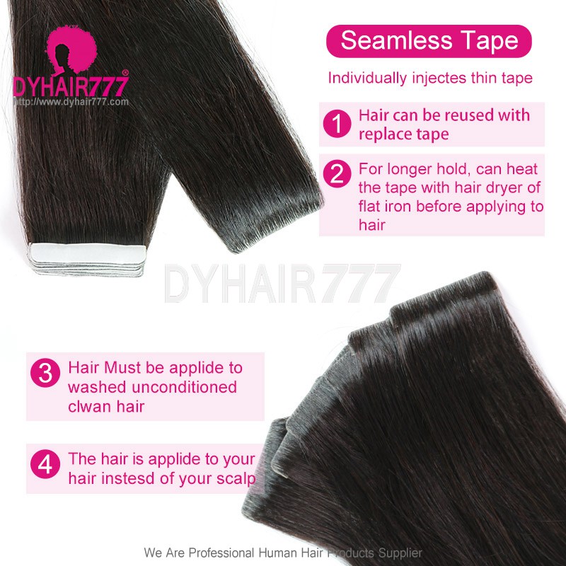 Seamless Invisible Tape In 20pcs 50g/pack Invisible Injected PU Skin Tape Hair Remy Hair Extensions 
