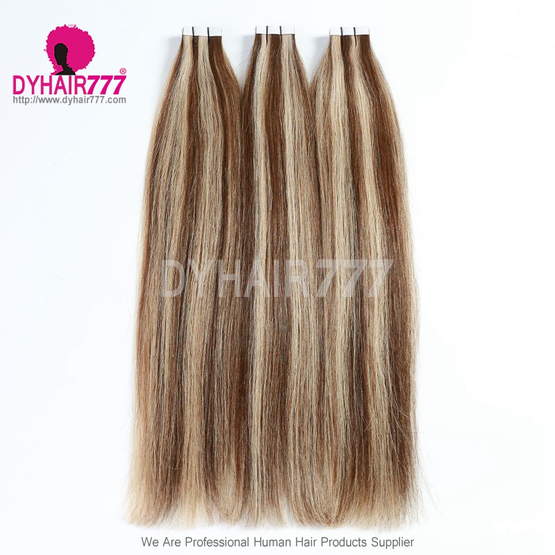 P4/27 Tape in Tape Hair Extension 20pcs 50g Straight Hair Virgin Hair Wholesale Human Hair Weaves with extra tape for a reinstall
