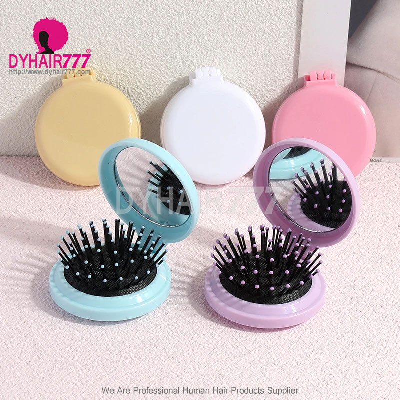 2Pcs Small Size Hair Comb with Folding Mirror Traveling Portable Massage Folding Comb Women Girl Hair Brush with Mirror Styling Tools
