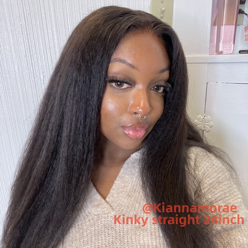 Glueless HD Swiss 5x5 Lace Closure Wig 200% Density Virgin Human Hair Knots Bleached Pre Plucked Natural Color