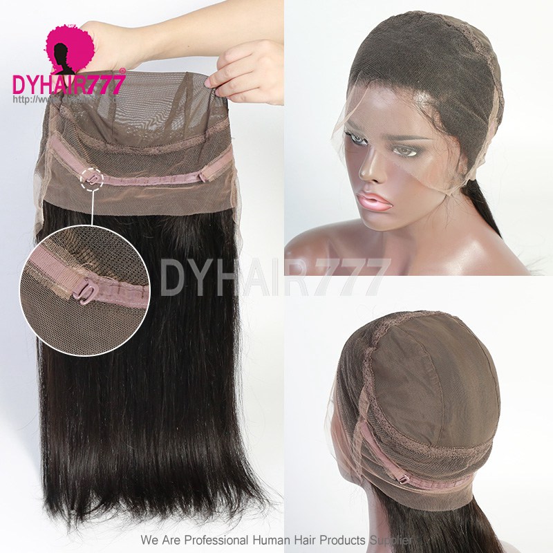 Royal With Caps 360 HD Lace Band Frontal Bleached Knots Virgin Human Hair Straight With Baby Hair