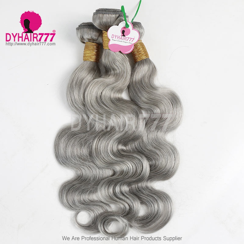  1 Bundle Silver Grey Color 14A Royal Grade 100% Virgin Human Hair Extensions