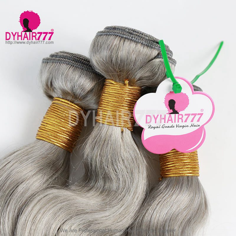  1 Bundle Silver Grey Color 14A Royal Grade 100% Virgin Human Hair Extensions