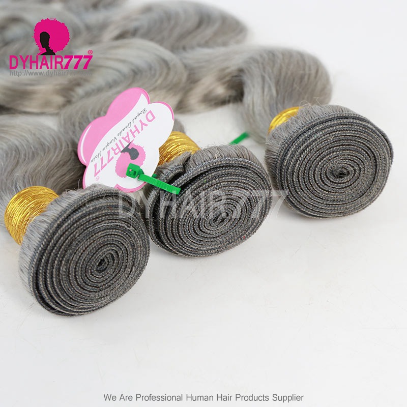  1 Bundle Silver Grey Color 14A Royal Grade 100% Virgin Human Hair Extensions