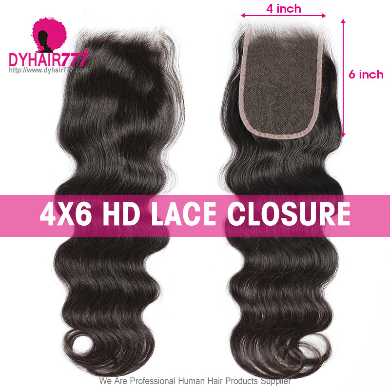 HD 4x6 Lace Closure Skin Melt Virgin Human hair With Baby Hair Pre Plucked Natural Color