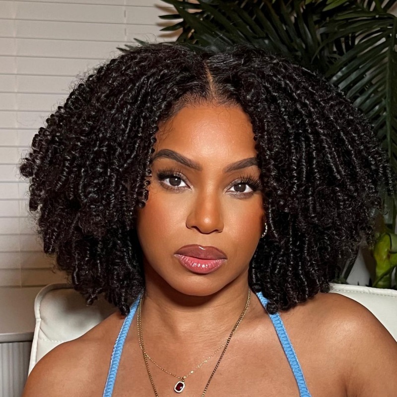 (NEW)Twist Curly Bob Glueless Melted HD 13x4 Lace Wigs 250% Density 100% Unprocessed Virgin Human Hair