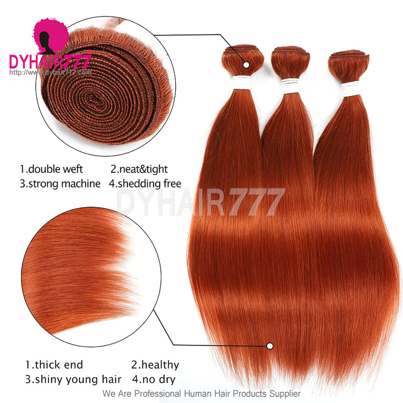 Ginger Color 350# 1 Bundle 14A Royal Grade Hair Extensions Body Wave More Wavy DY Hair