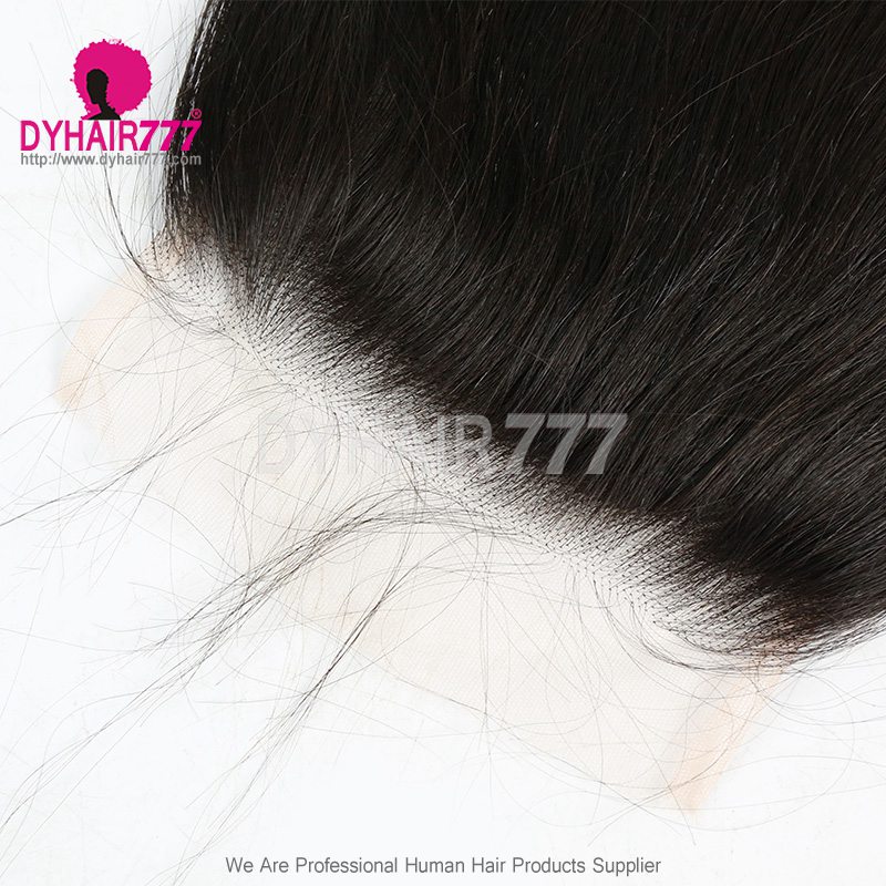 Raw HD 6x6 Lace Closure Raw Human Hair With Baby Hair Pre Plucked Lightly Bleached Natural Color
