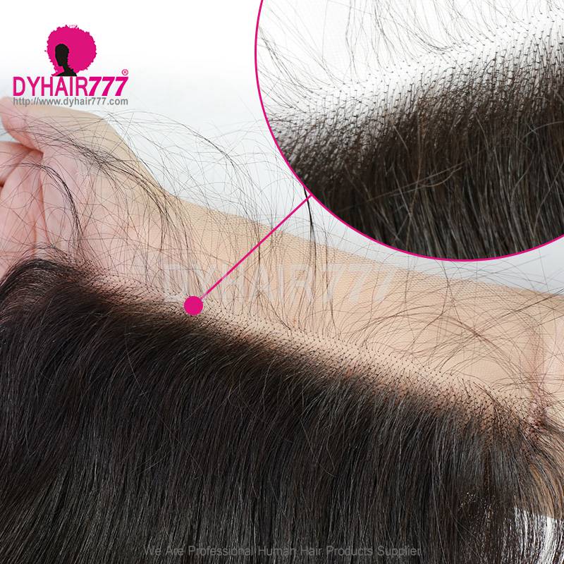 Raw HD 7x7 Lace Closure Raw Human Hair With Baby Hair Pre Plucked Lightly Bleached Natural Color