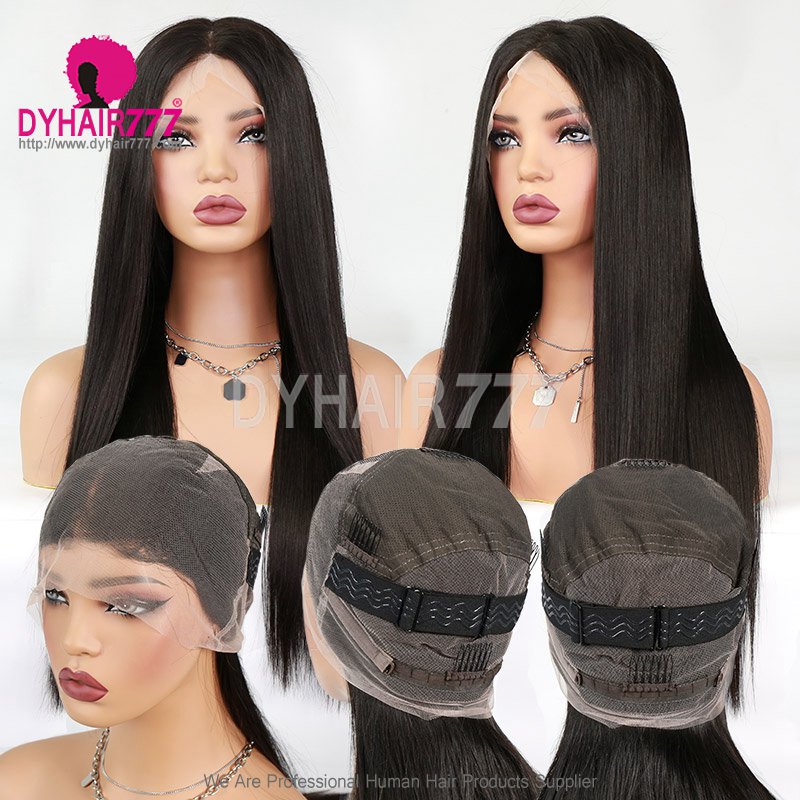 Double Drawn Hair Transparent Lace Full Lace Wigs 180% Density 1B# Top Quality Virgin Human Hair Natural Color