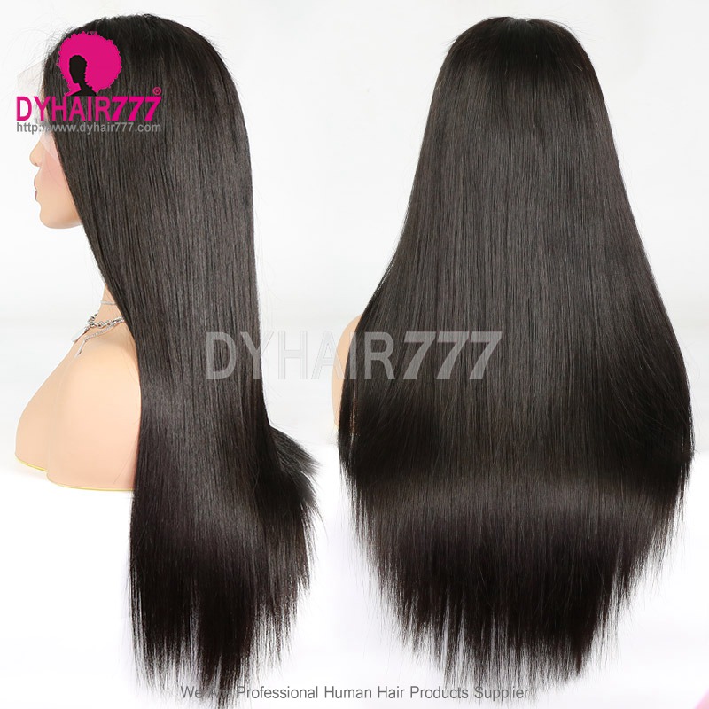 Double Drawn Hair Transparent Lace Full Lace Wigs 180% Density 1B# Top Quality Virgin Human Hair Natural Color