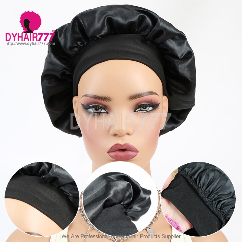 Satin Bonnet Silk Head Cover Wide Durable Elastic Band Breathable Protect Hair