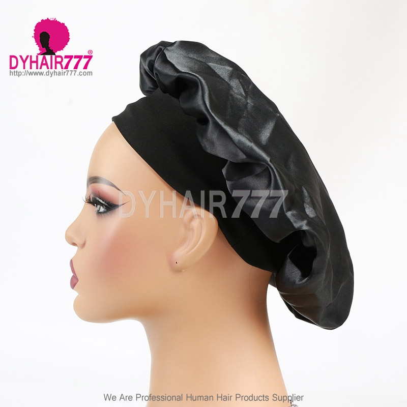 Satin Bonnet Silk Head Cover Wide Durable Elastic Band Breathable Protect Hair