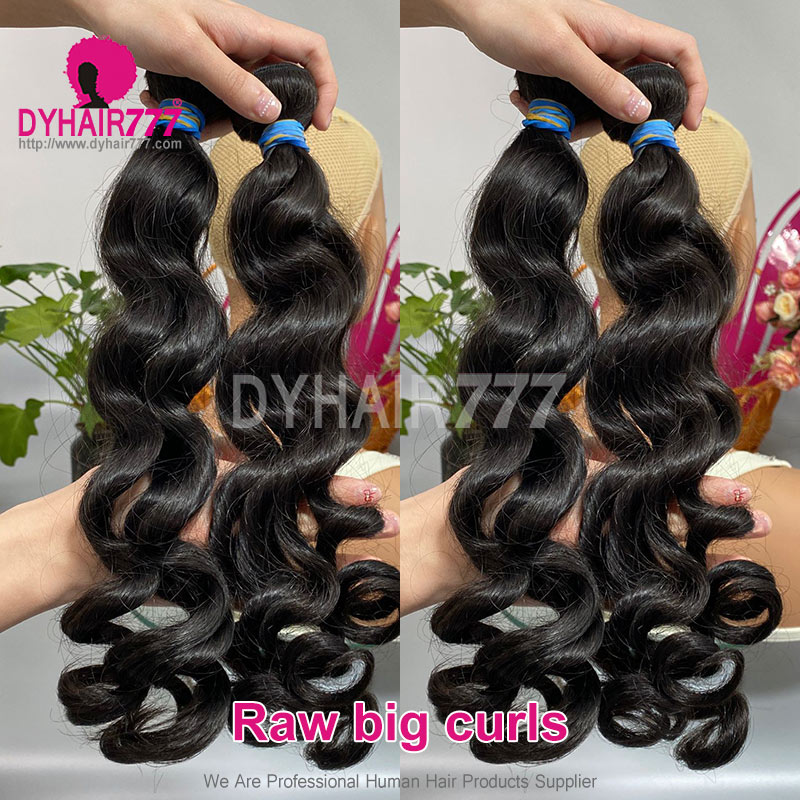 1 Bundle Raw Hair Blue Band Platinum Grade Big Curls Raw Hair Extensions DY Beauty Hair Products