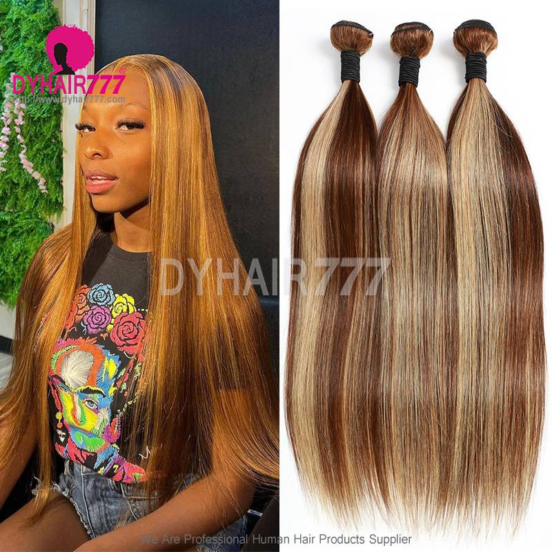 1 Bundle 14A Royal Grade Highlight Color P4/27 Human Hair Weave Bundles 100% Hair Extensions