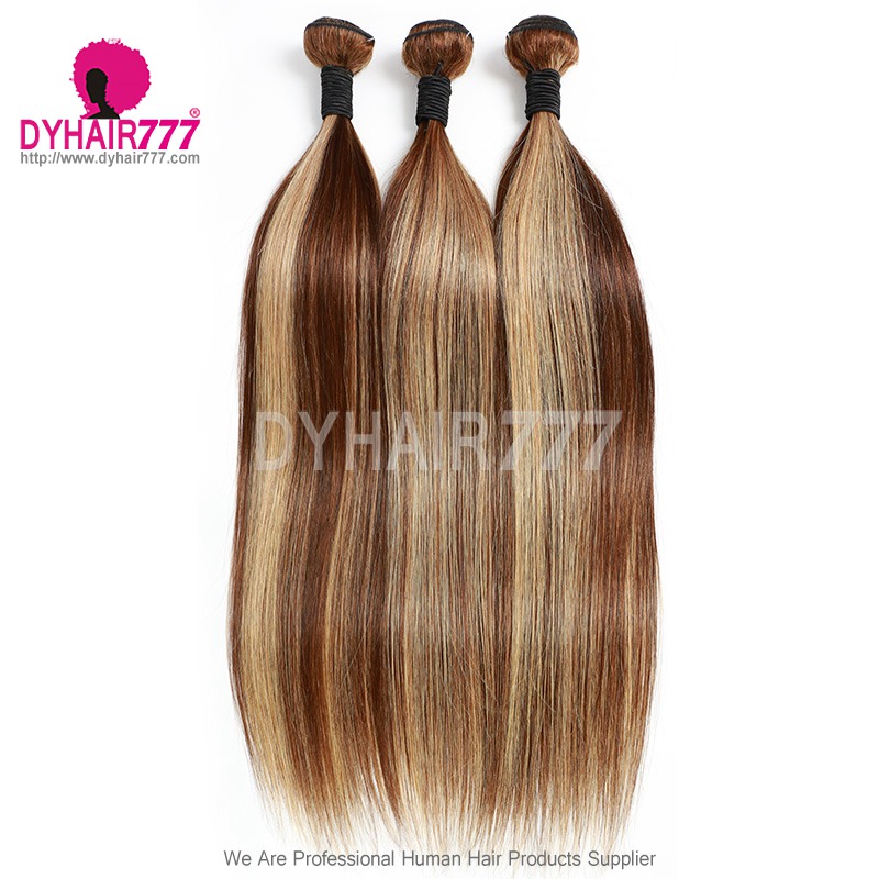 1 Bundle 14A Royal Grade Highlight Color P4/27 Human Hair Weave Bundles 100% Hair Extensions