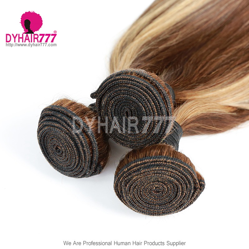 1 Bundle 14A Royal Grade Highlight Color P4/27 Human Hair Weave Bundles 100% Hair Extensions