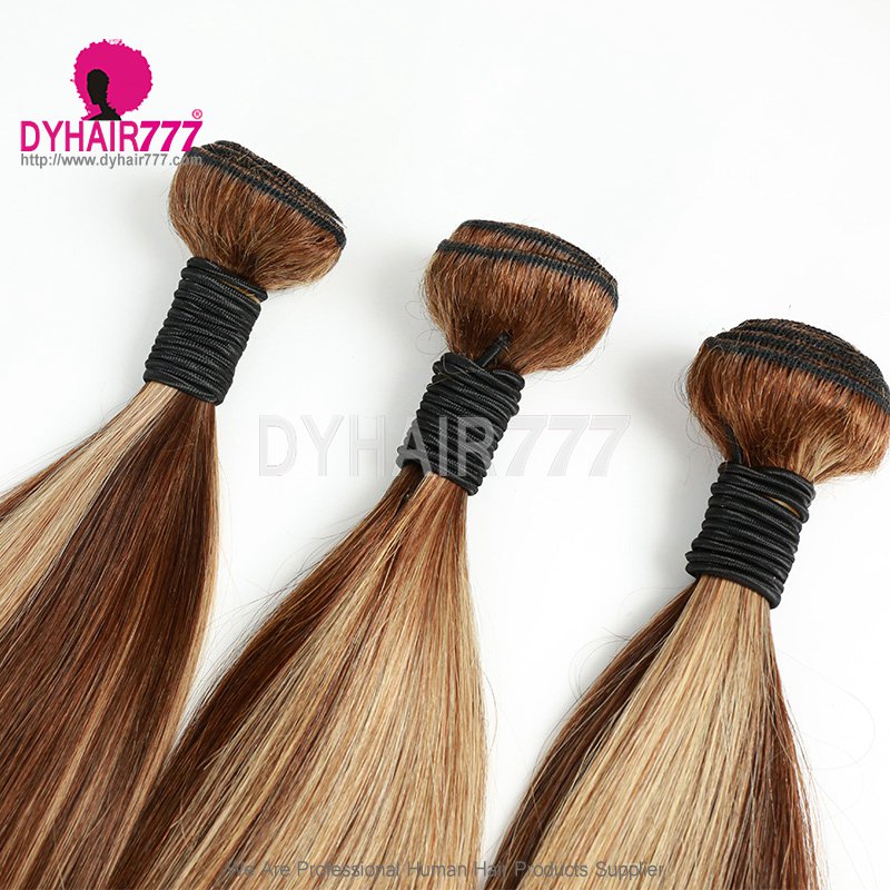 1 Bundle 14A Royal Grade Highlight Color P4/27 Human Hair Weave Bundles 100% Hair Extensions