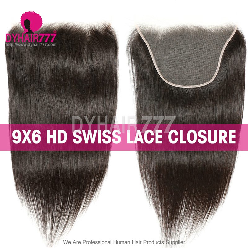 HD 9x6 Lace Top Closure Pre Plucked Hairline Natural Color 100% Virgin Human Hair