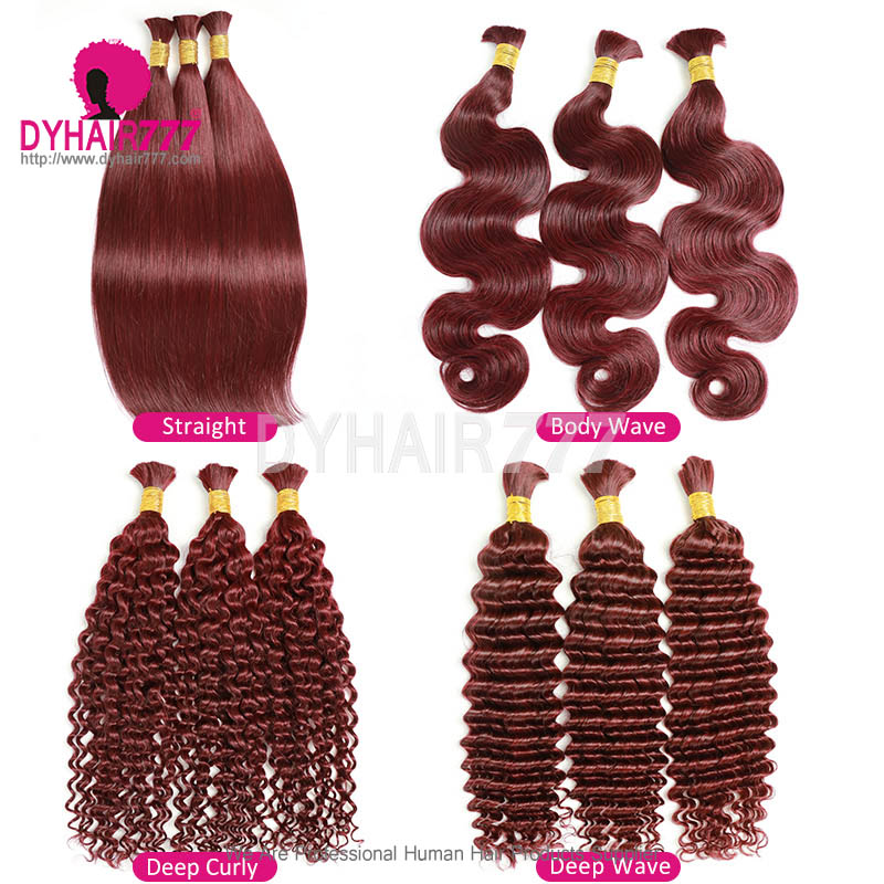 1 pack Bulk Braiding Hair Color 4/99j/30/P4/27/350/613/27/Red Hair 100% Virgin Human Hair Without Weft