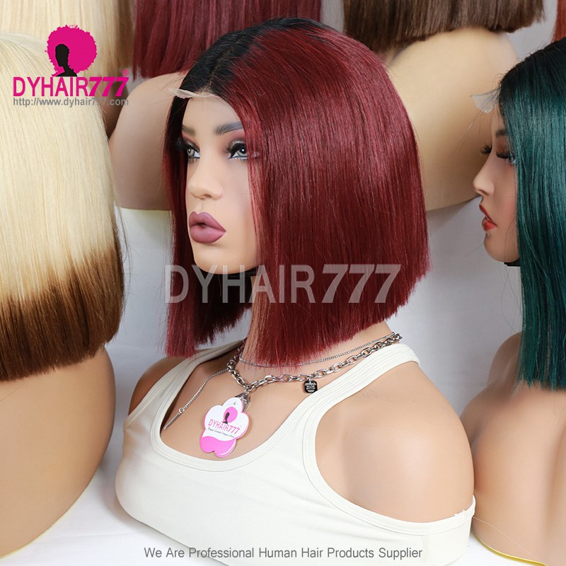 Bone Straight Bob Wigs 2x6 Lace Closure Wigs 250% Density 100% Human Raw Hair Wig