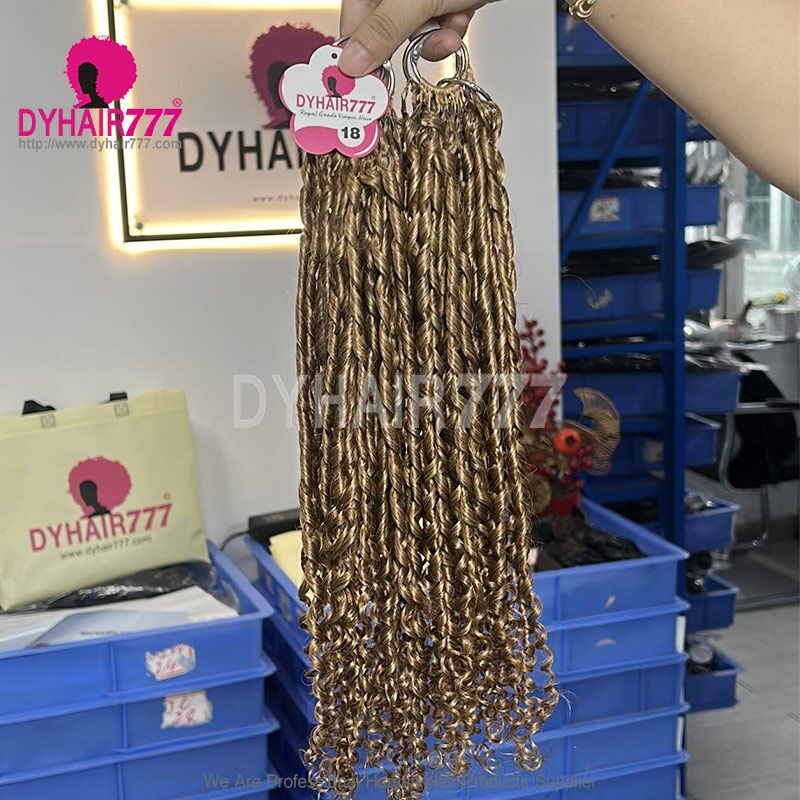 1 Pack Color 27 Pixie Curl Crochet Hair Extension For Miracle Knots (100g pre sparated strands)100% Virgin Human Hair Natural Color